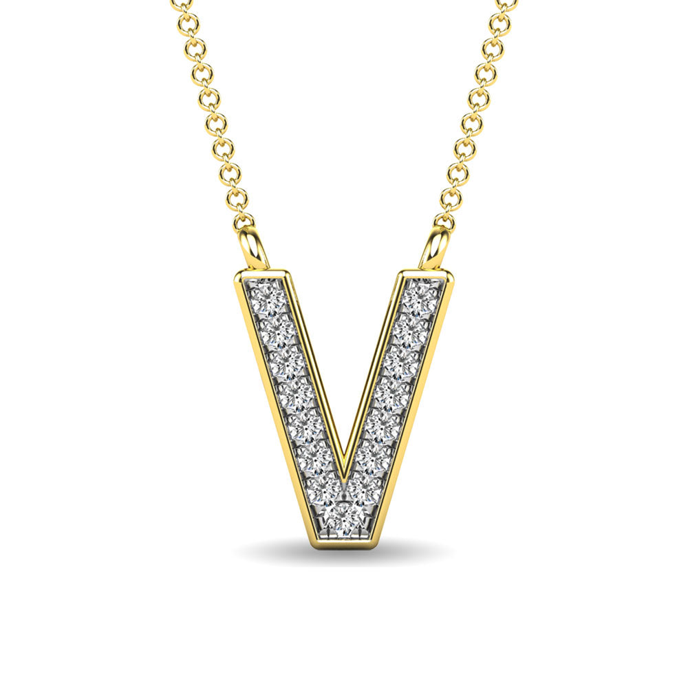 Diamond 1/20 Ct.Tw. Letter V Pendant In 10K Yellow Gold&Quot;&Quot;