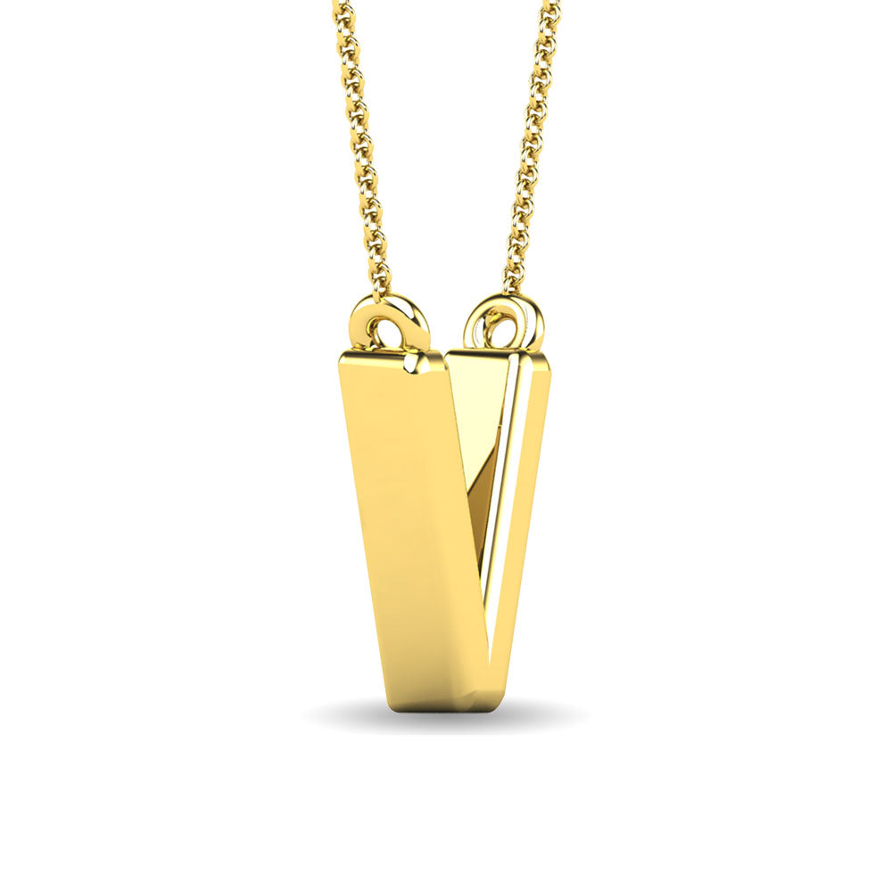 Diamond 1/20 Ct.Tw. Letter V Pendant In 10K Yellow Gold&Quot;&Quot;