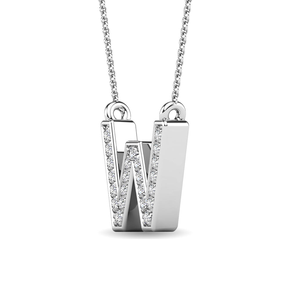 Diamond 1/20 Ct.Tw. Letter W Pendant In 10K White Gold&Quot;&Quot;