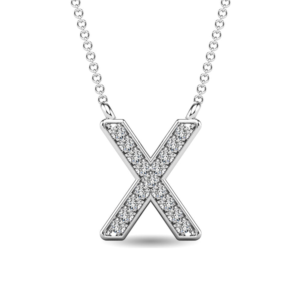 Diamond 1/20 Ct.Tw. Letter X Pendant in 10K White Gold""