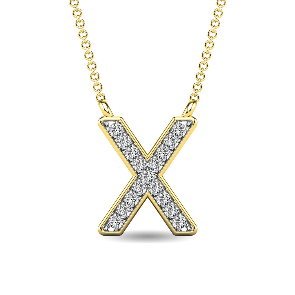 Diamond 1/20 Ct.Tw. Letter X Pendant in 10K Yellow Gold""
