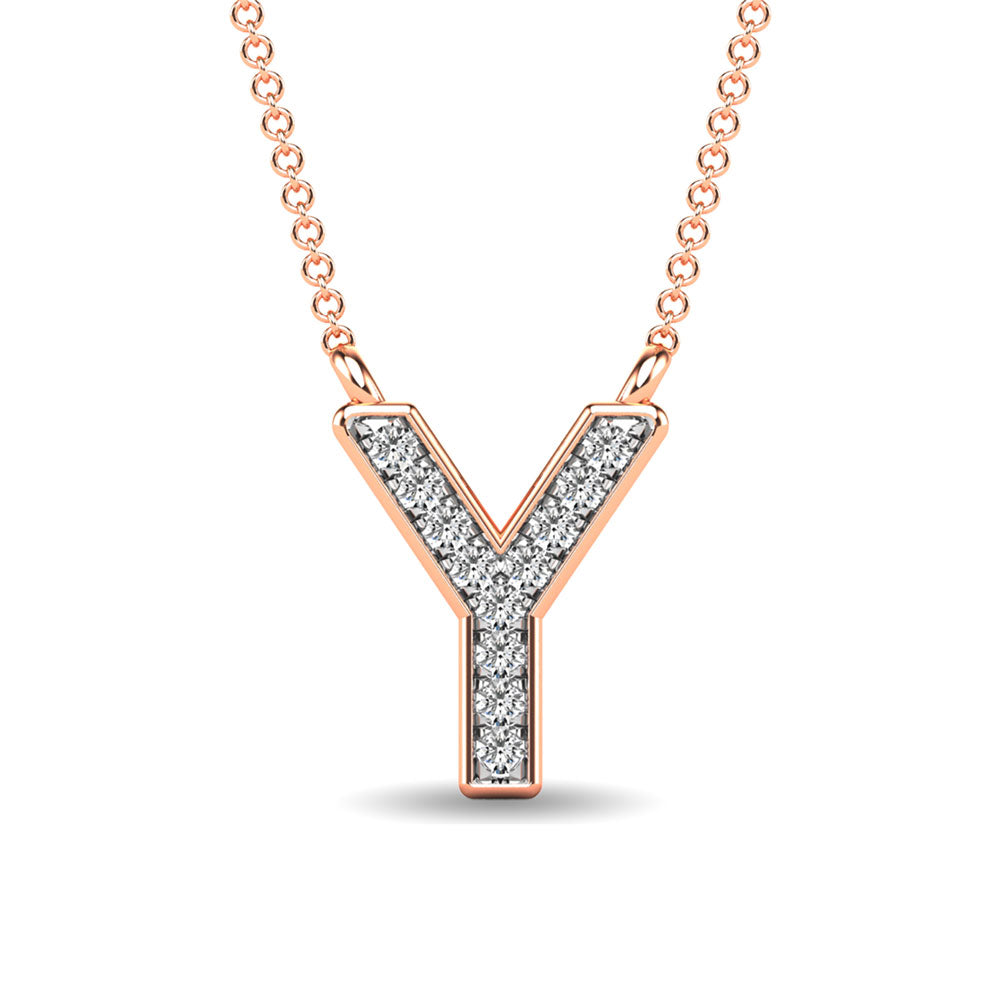 Diamond 1/20 Ct.Tw. Letter Y Pendant In 10K Rose Gold&Quot;&Quot;