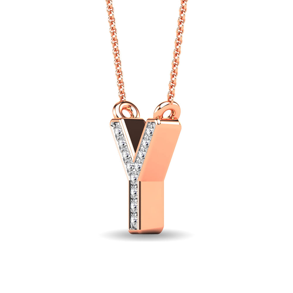 Diamond 1/20 Ct.Tw. Letter Y Pendant In 10K Rose Gold&Quot;&Quot;