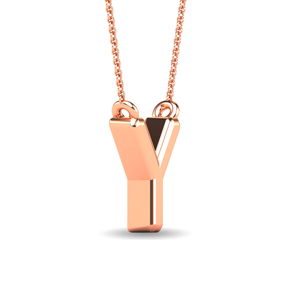 Diamond 1/20 Ct.Tw. Letter Y Pendant in 10K Rose Gold""