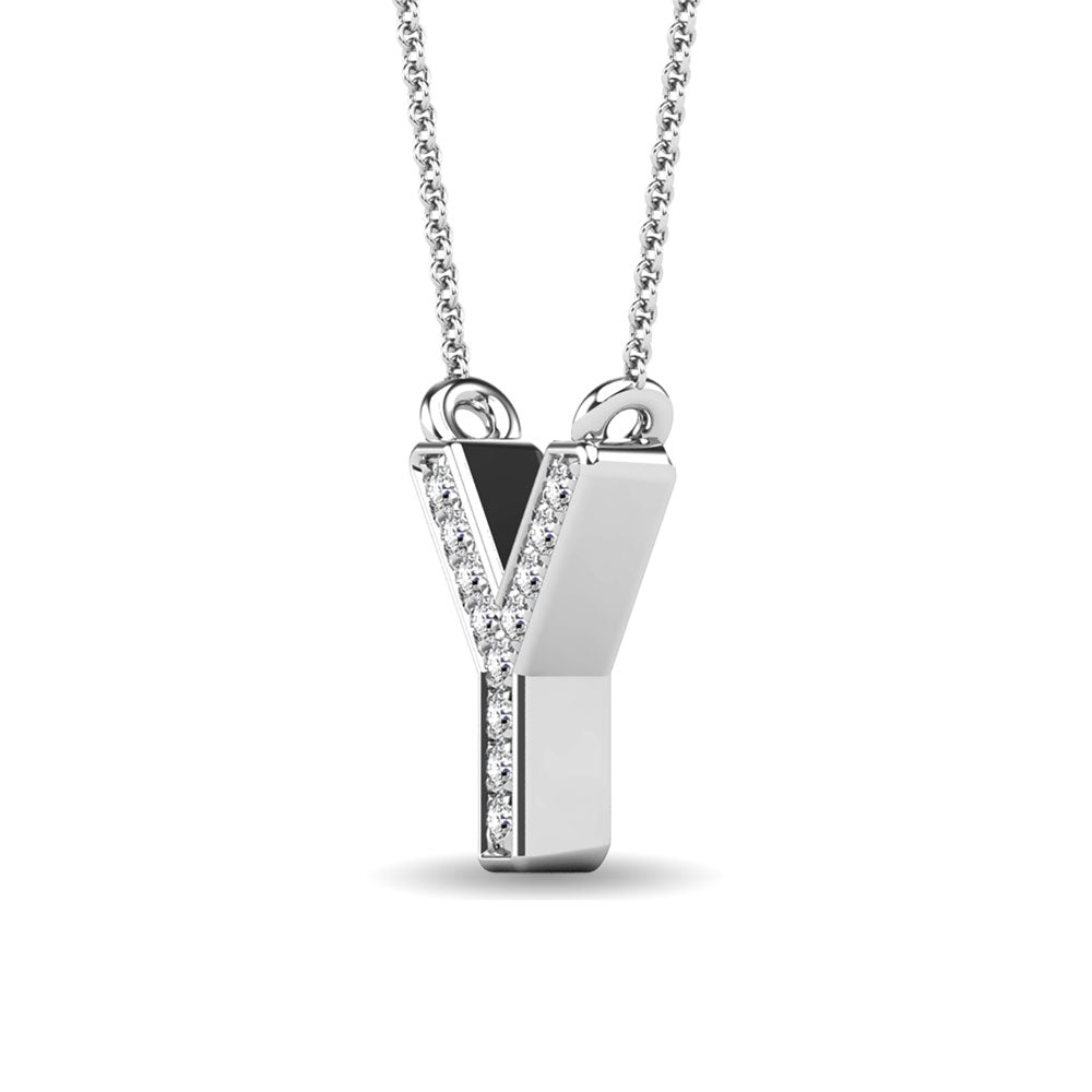 Diamond 1/20 Ct.Tw. Letter Y Pendant In 10K White Gold&Quot;&Quot;