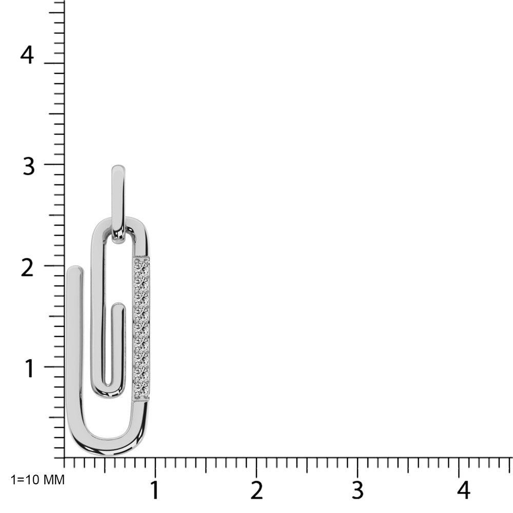 Diamond 1/20 Ct.Tw. Paper Clip Pendant In 925 Silver