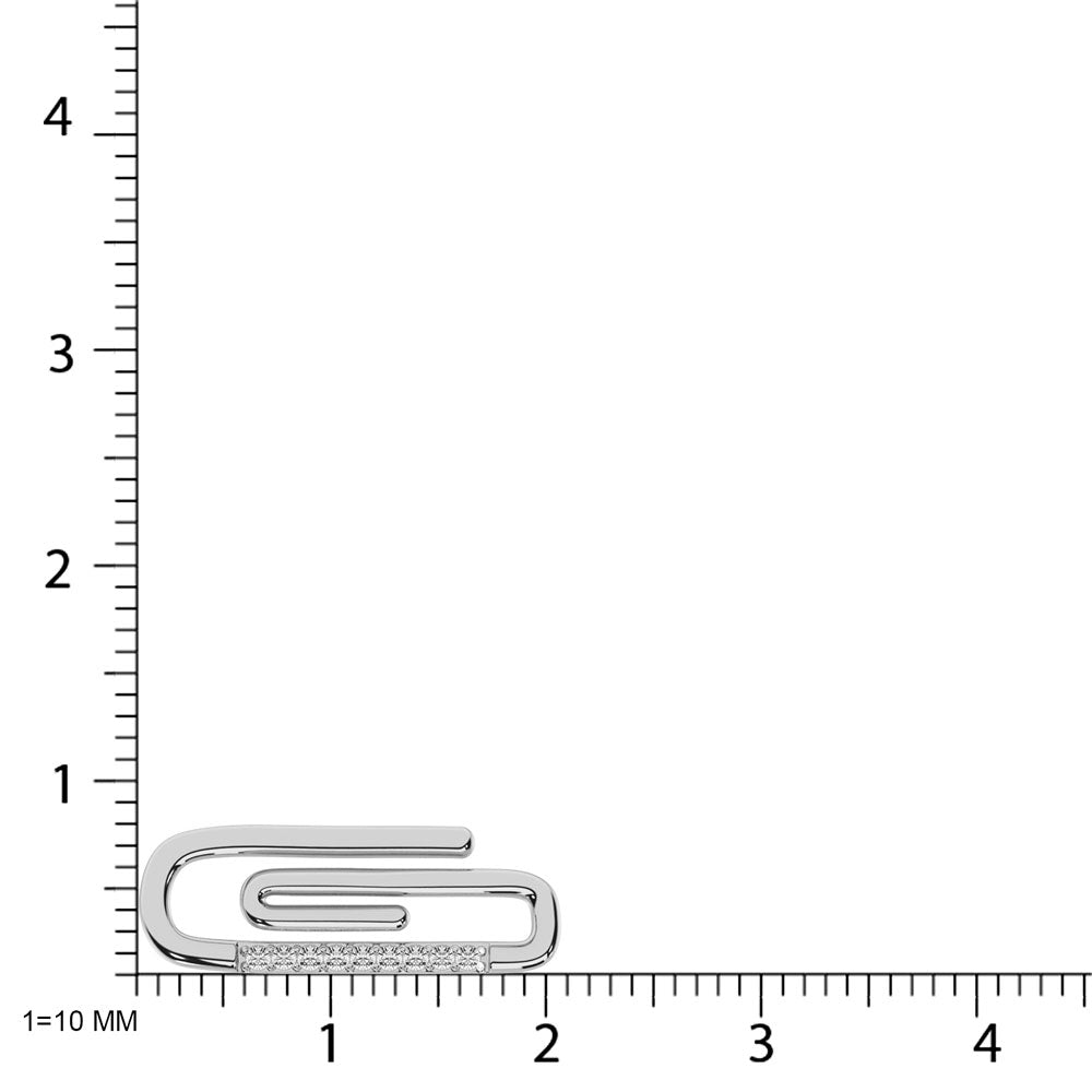 Diamond 1/20 Ct.Tw. Paper Clip Necklace In 925 Silver