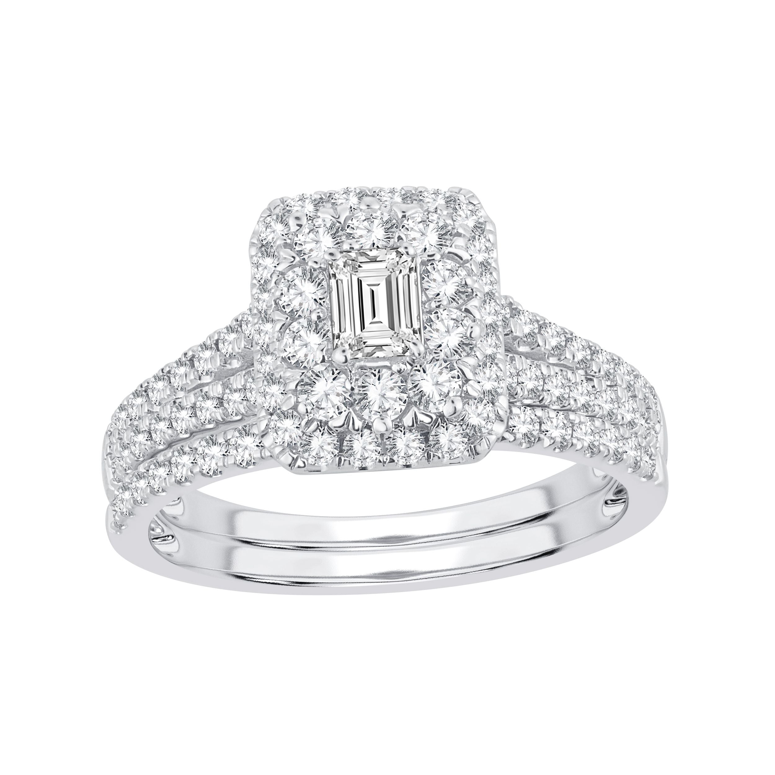14K White Gold Dazzling 1.16Ct Diamond Bridal Ring