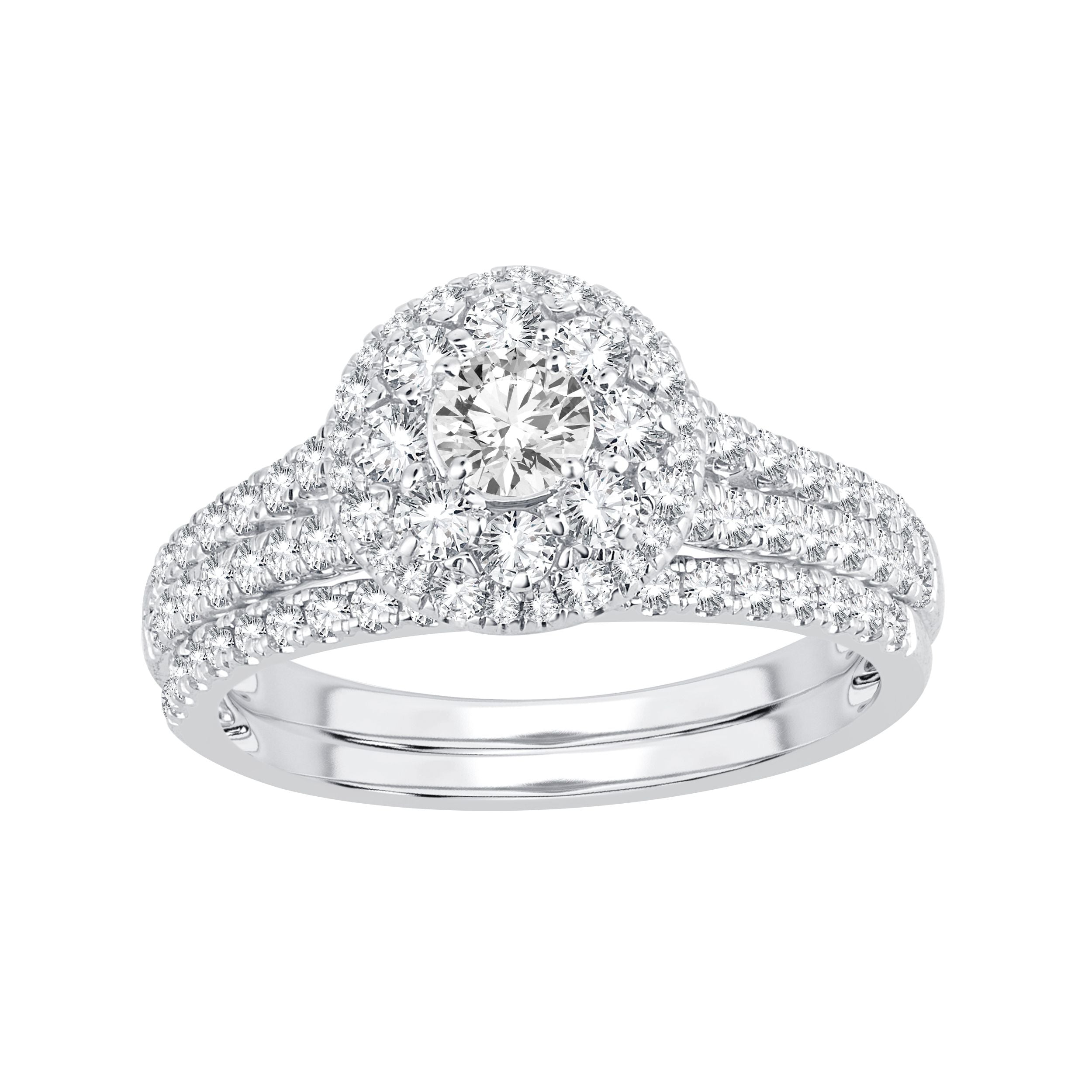 14K White Gold Exquisite 1.19Ct Diamond Bridal Ring
