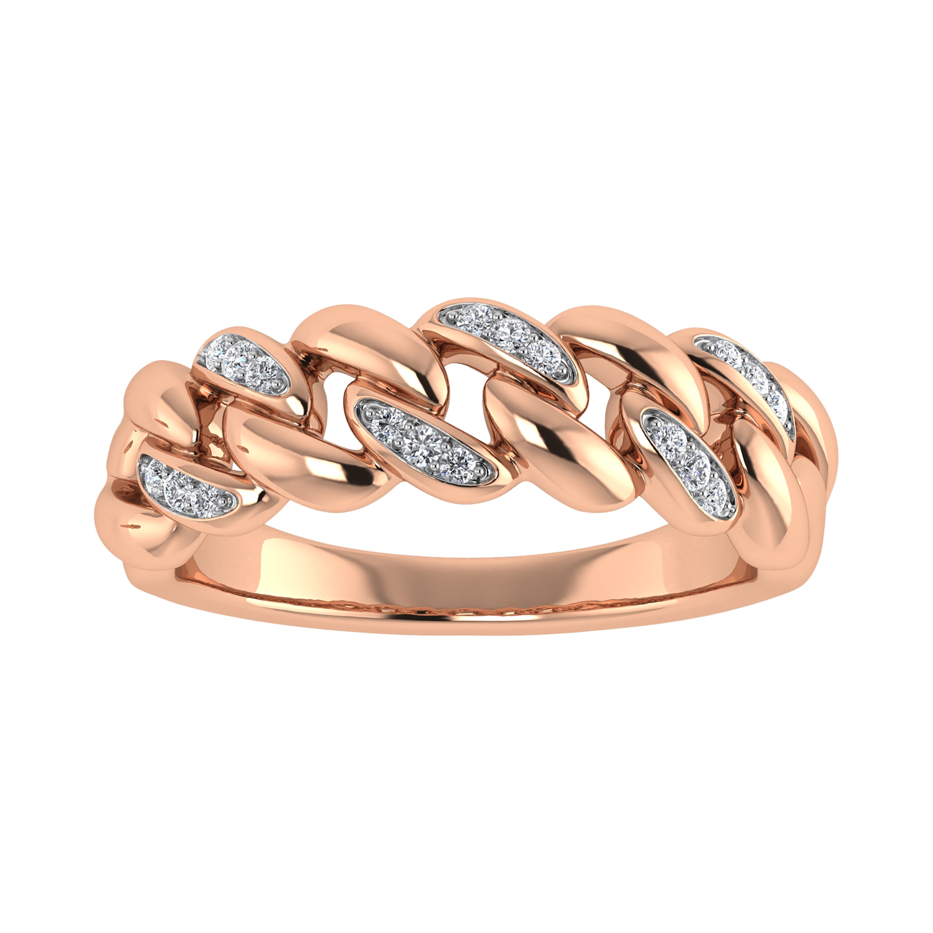 10K Rose Gold 1/20 Ct.Tw. Diamond Cuban Style Band