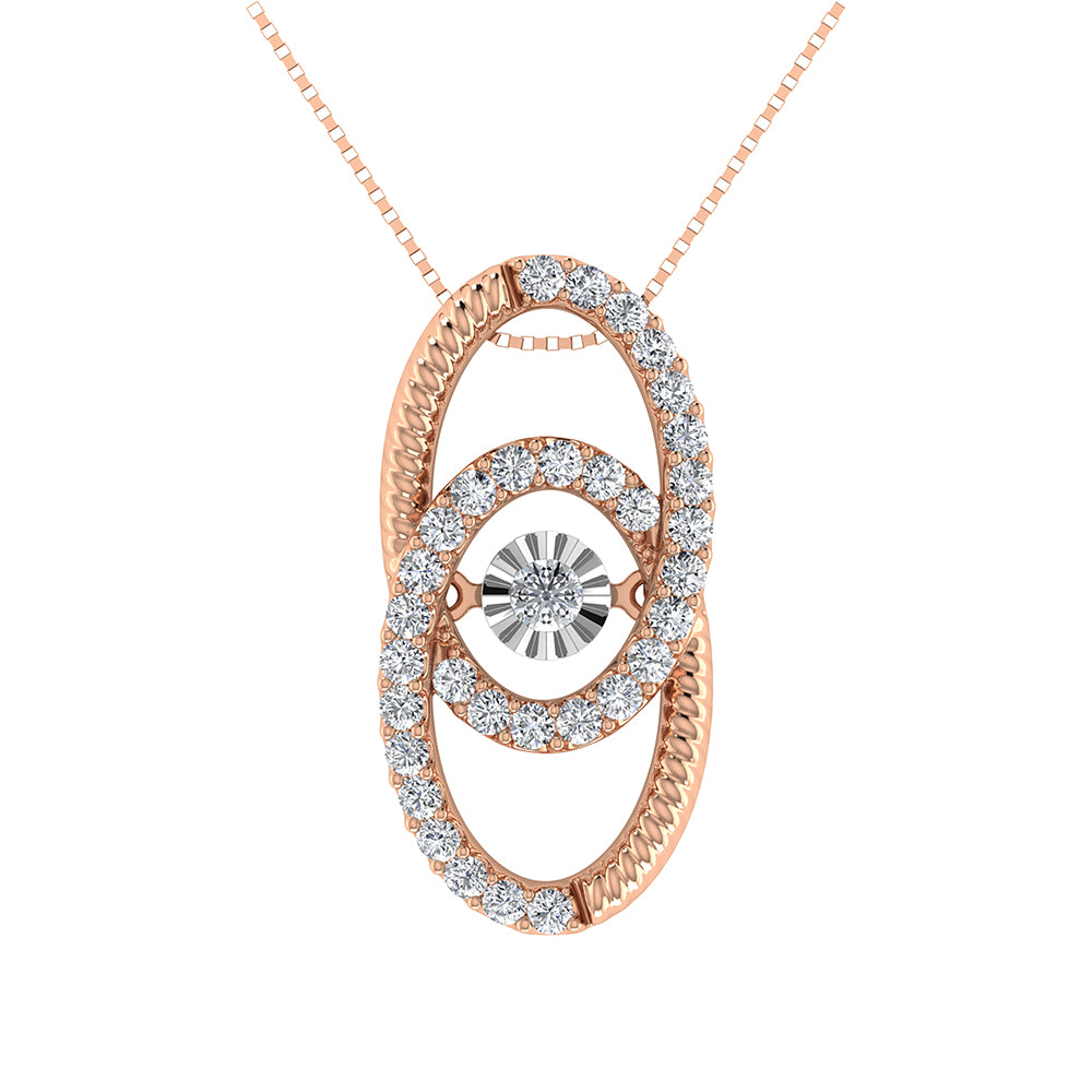 10K Rose Gold 1/4 Ct Ct.Tw. Diamond Interlinked Oval Shape Pendant
