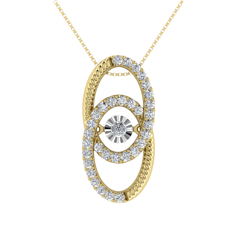 10K Yellow Gold 1/4 Ct Ct.Tw. Diamond Interlinked Oval Shape Shimmering Pendant