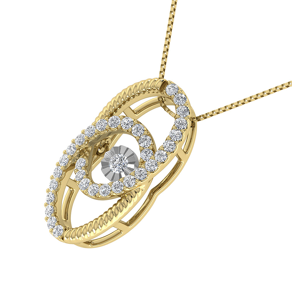 10K Yellow Gold 1/4 Ct Ct.Tw. Diamond Interlinked Oval Shape Shimmering Pendant
