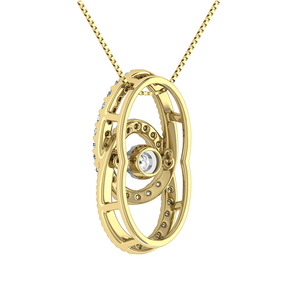 10K Yellow Gold 1/4 Ct Ct.Tw. Diamond Interlinked Oval Shape Shimmering Pendant