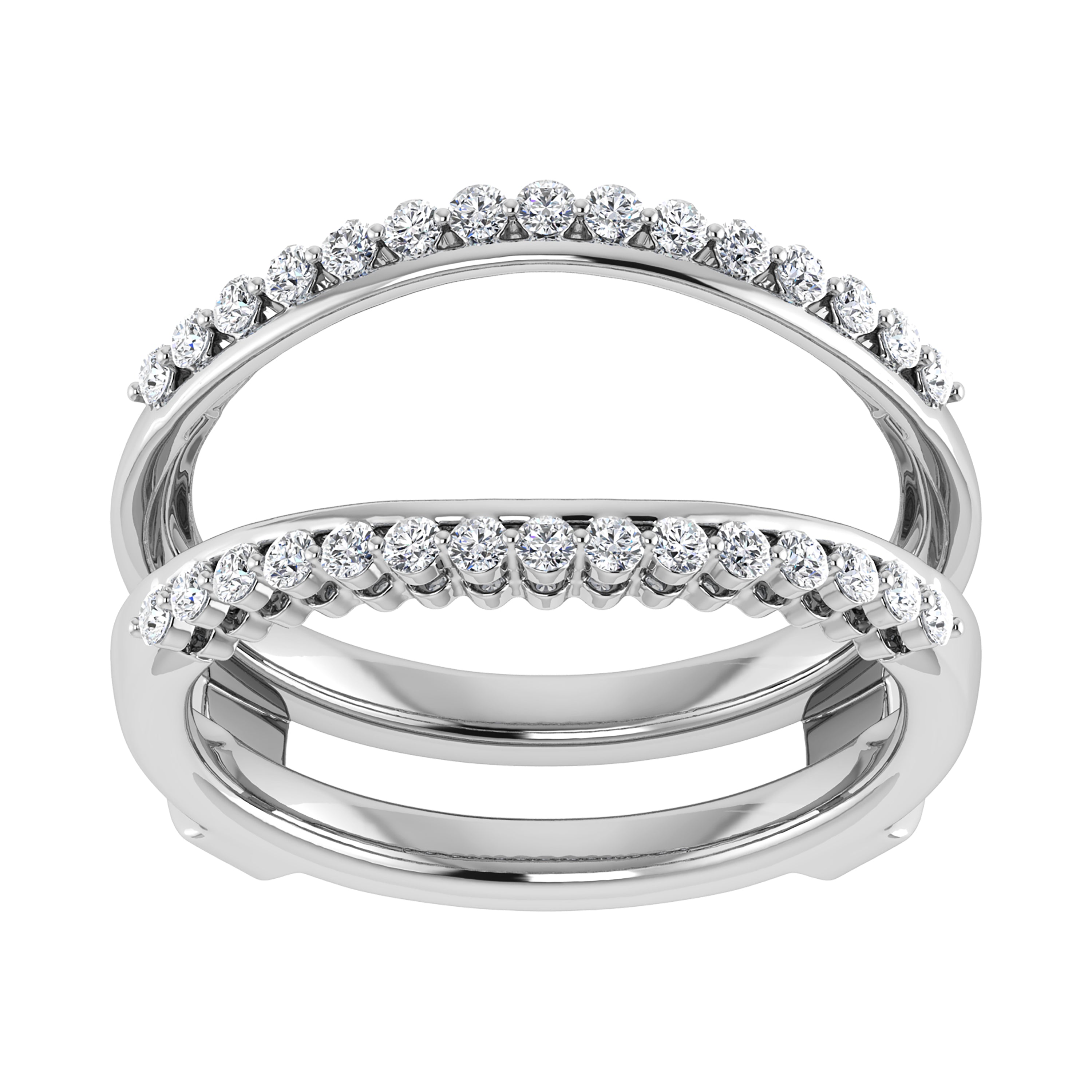 10K White Gold 1/4 Ct.Tw. Diamond Chevron Guard Ring