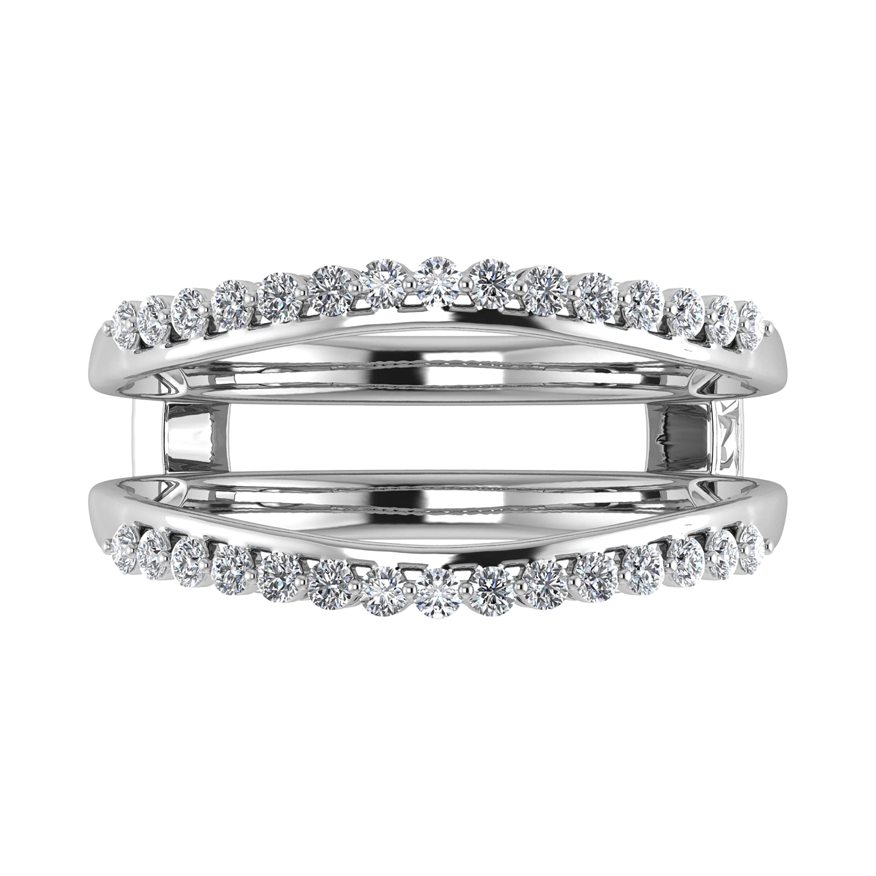 10K White Gold 1/4 Ct.Tw. Diamond Chevron Guard Ring