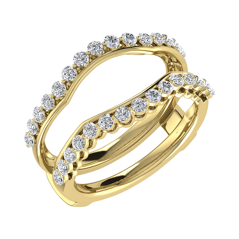 14K Yellow Gold 1/2 Ct.Tw. Diamond Chevron Guard Ring