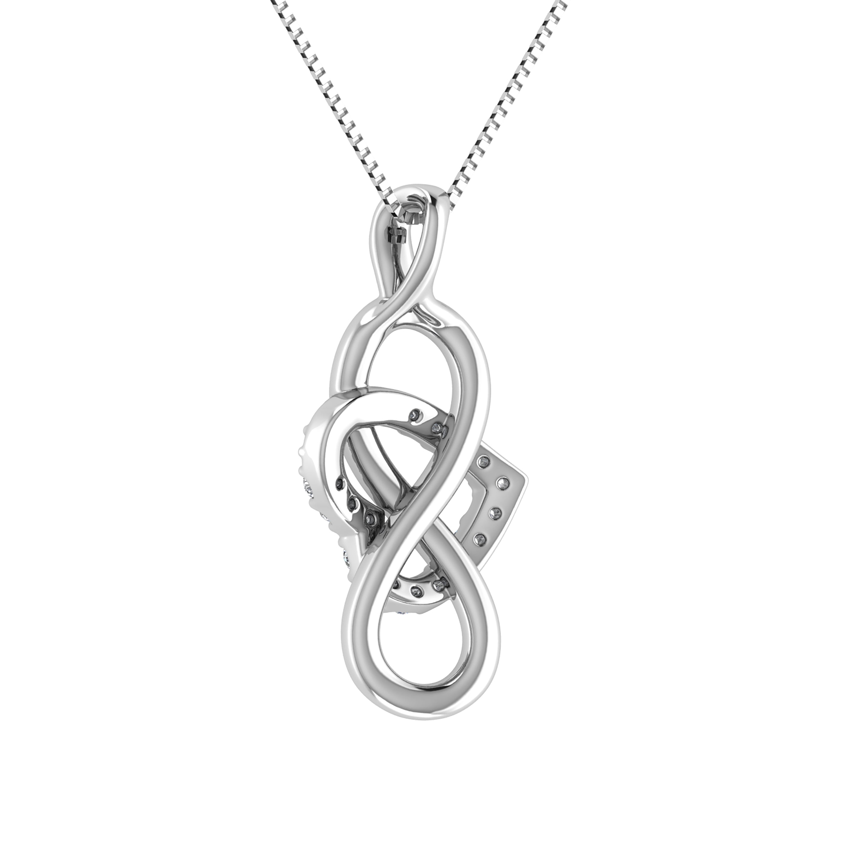 10K White Gold 1/8 Ct.Tw. Diamond Heart & Infinity Pendant