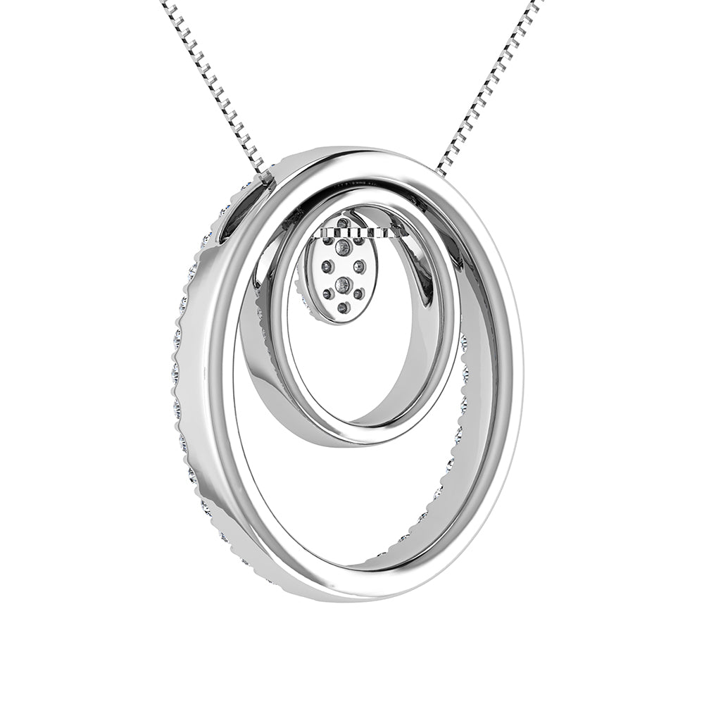 14K White Gold 1/2 Ct.Tw. Round Diamond Double Oval Shape Pendant