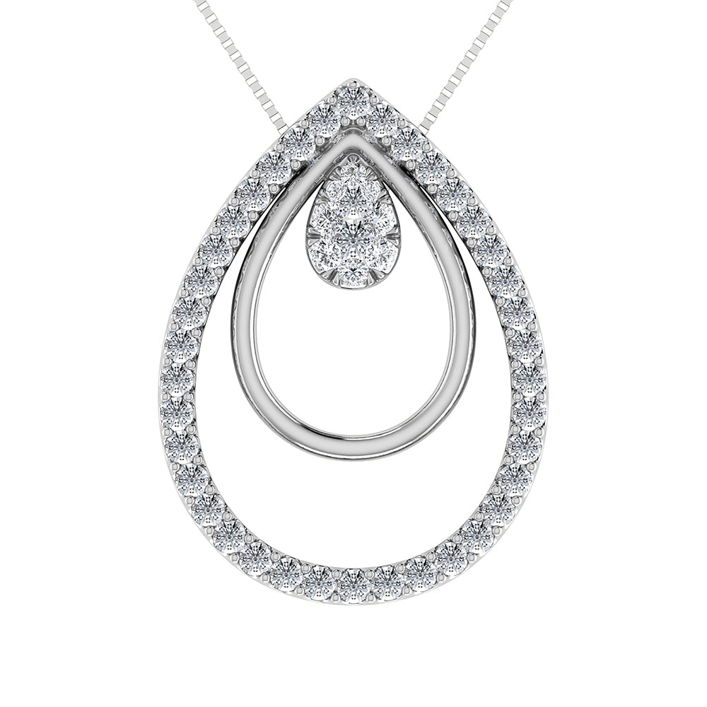 10K White Gold 1/2 Ct.Tw. Diamond Double Slide Pendant