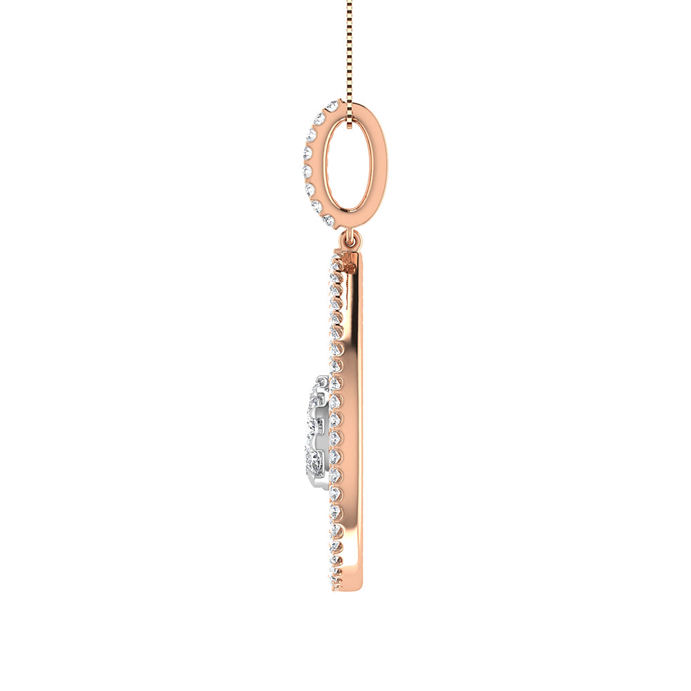 14K Pink Gold 1 Ct.Tw. Round Diamond Pear Shape Pendant