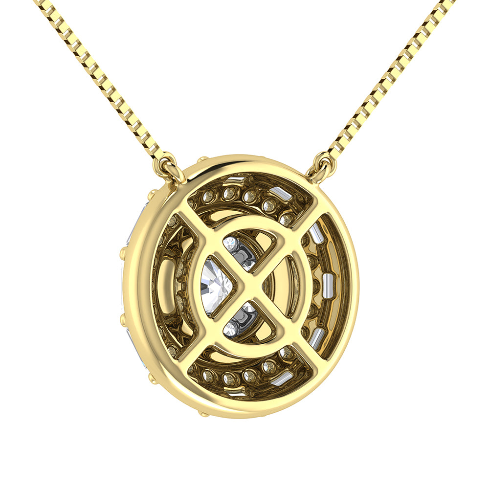 14K Yellow Gold 3/4.Tw. Round And Baguette Diamond Necklace