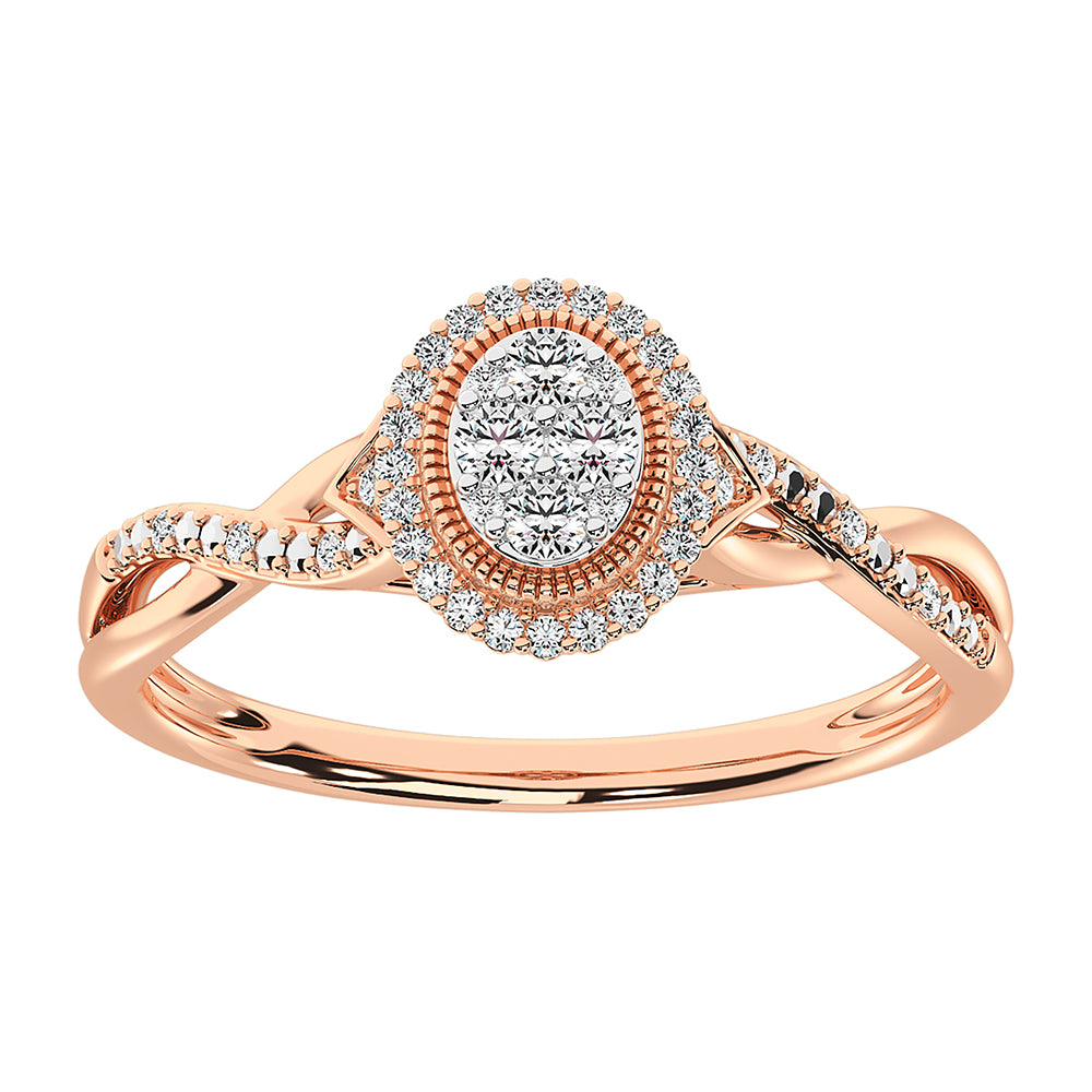10K Rose Gold 1/5 Ct.Tw. Diamond Oval Shape Promise Ring
