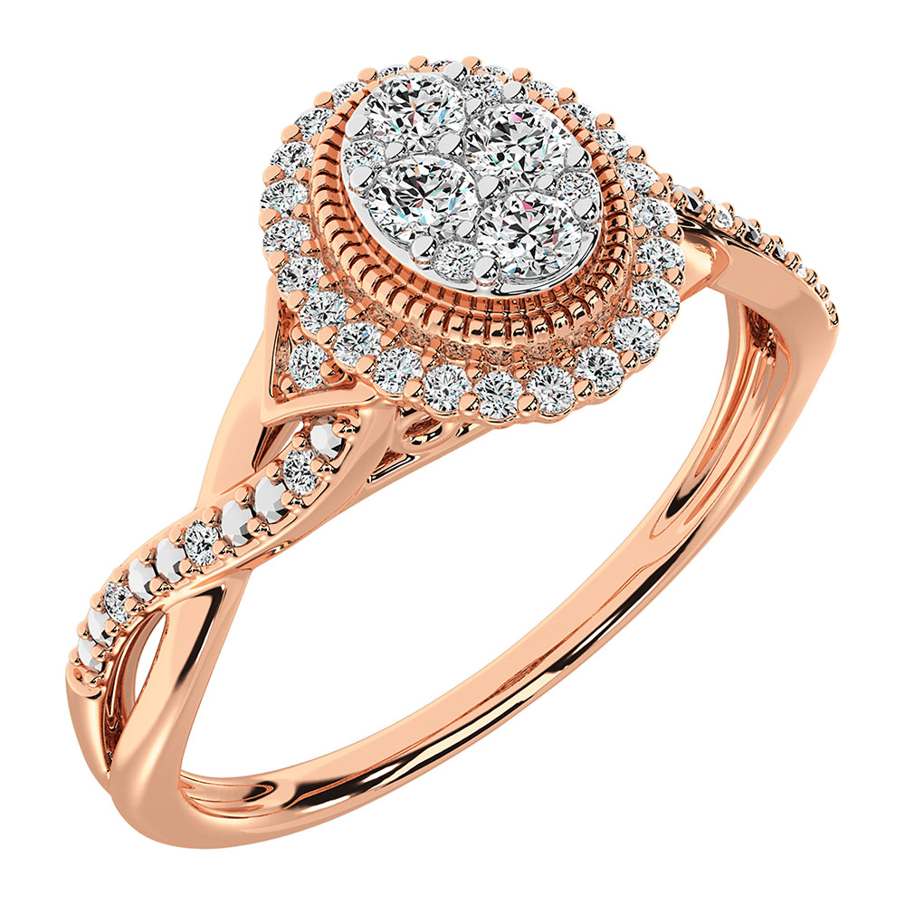 10K Rose Gold 1/5 Ct.Tw. Diamond Oval Shape Promise Ring