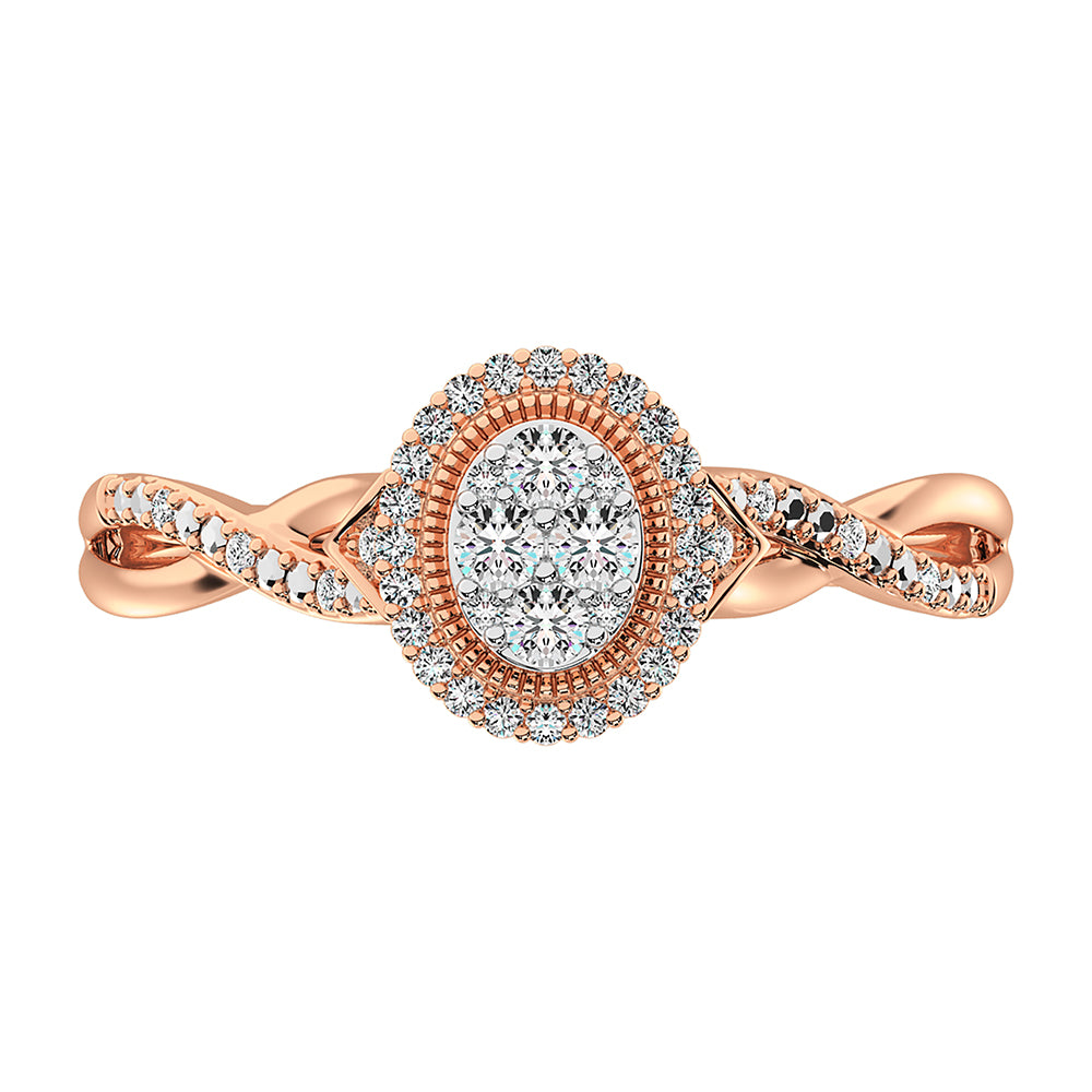 10K Rose Gold 1/5 Ct.Tw. Diamond Oval Shape Promise Ring