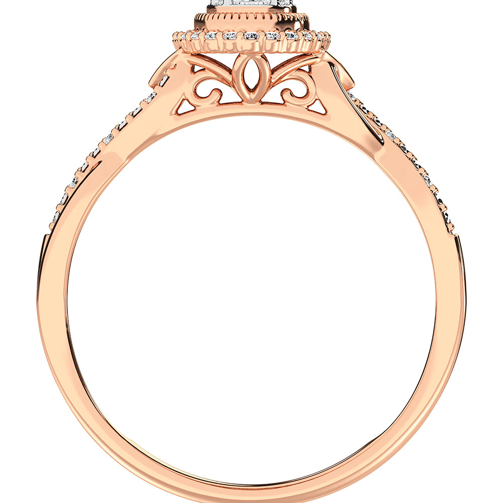 10K Rose Gold 1/5 Ct.Tw. Diamond Oval Shape Promise Ring