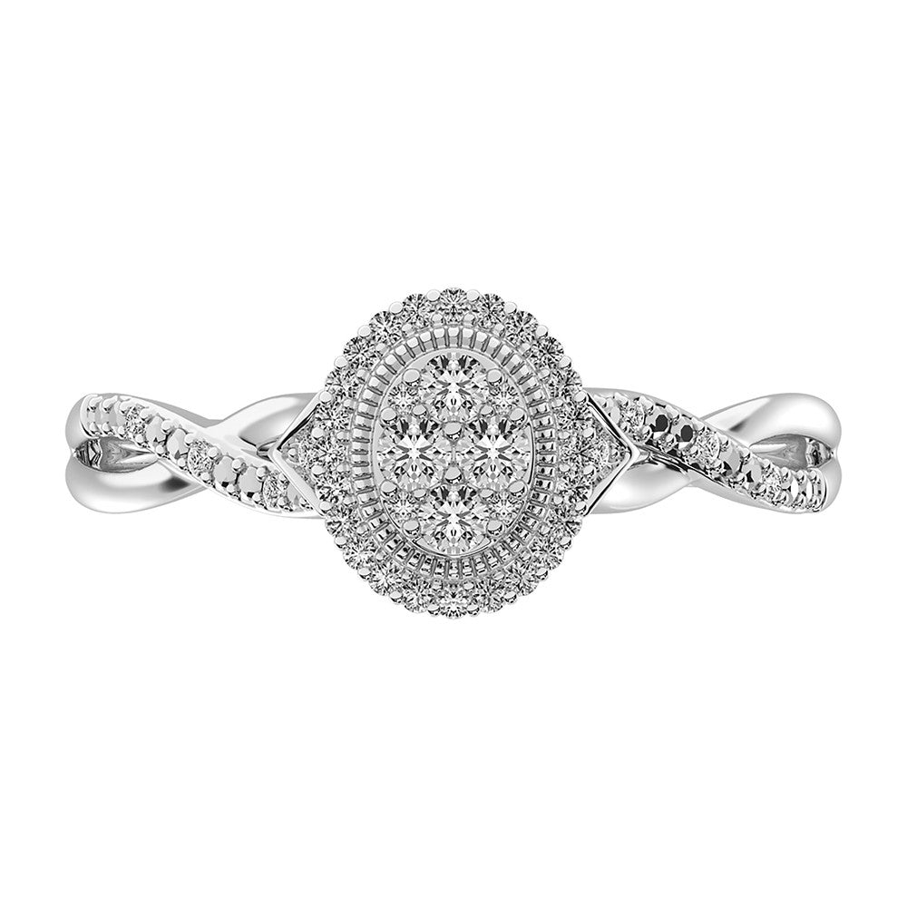 10K White Gold 1/5 Ct.Tw. Diamond Oval Shape Promise Ring