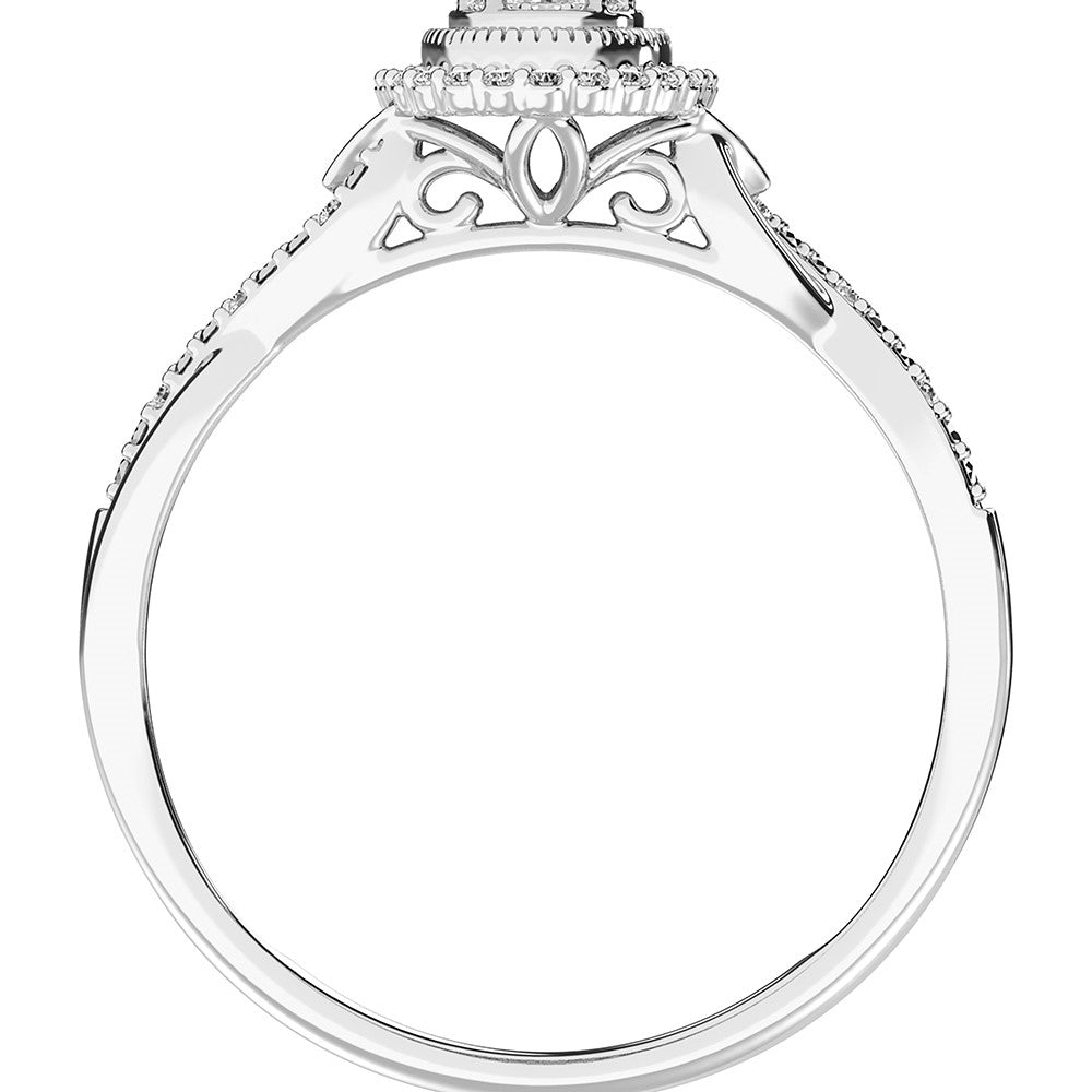 10K White Gold 1/5 Ct.Tw. Diamond Oval Shape Promise Ring