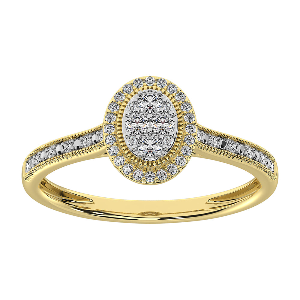 10K Yellow Gold 1/4 Ct.Tw. Diamond Oval Shape Promise Ring