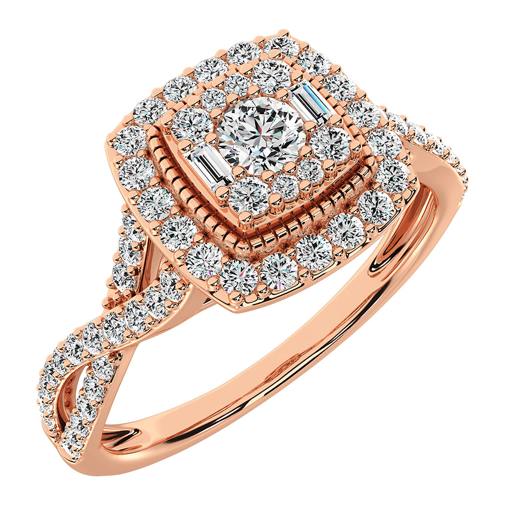 14K Rose Gold 1/2 Ct.Tw. Diamond Pear Shape Engagement Ring