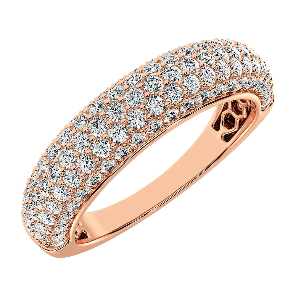 14K Rose Gold 3/4 Ct.Tw. Diamond Pave Set Fashion Band