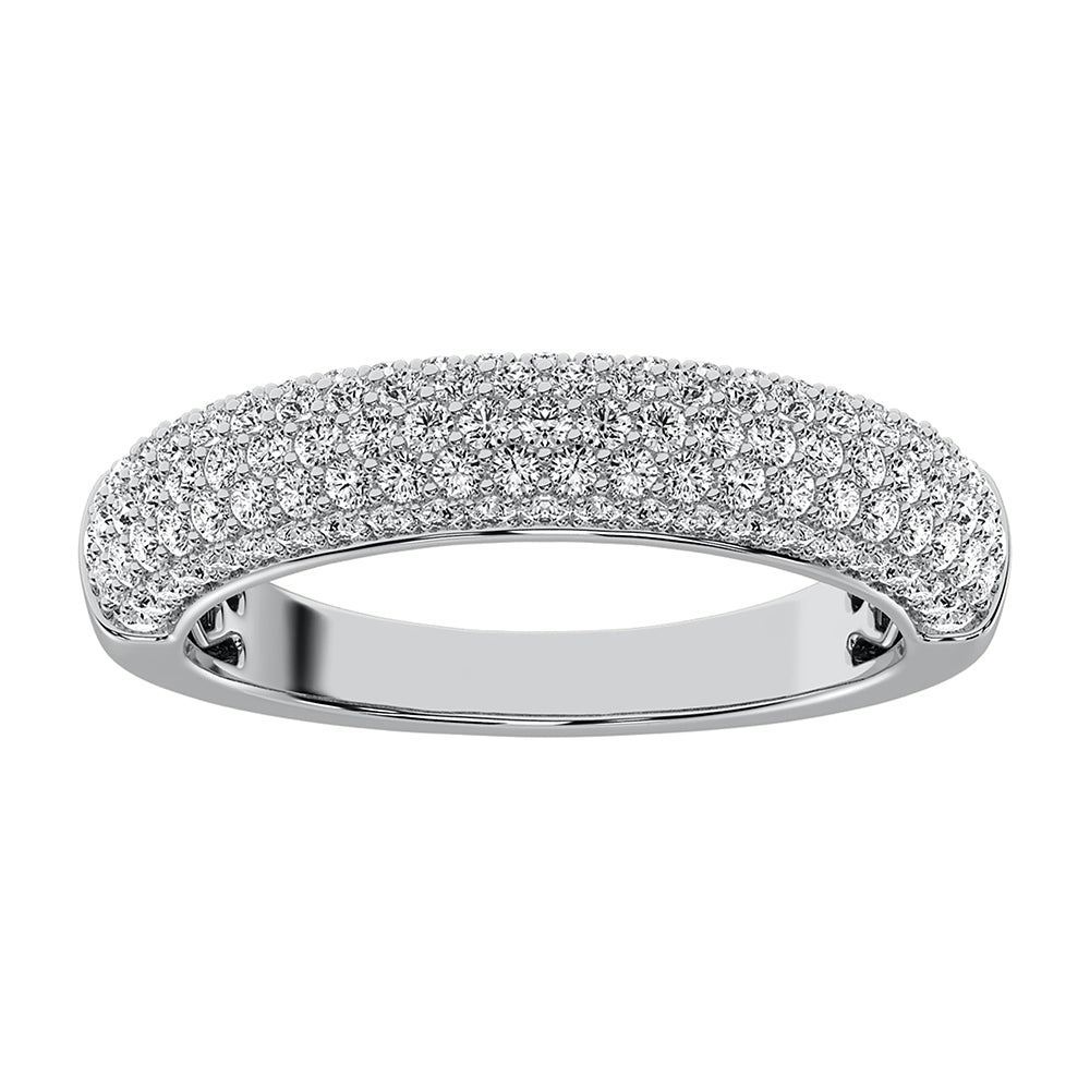 14K White Gold 3/4 Ct.Tw. Diamond Pave Set Fashion Band