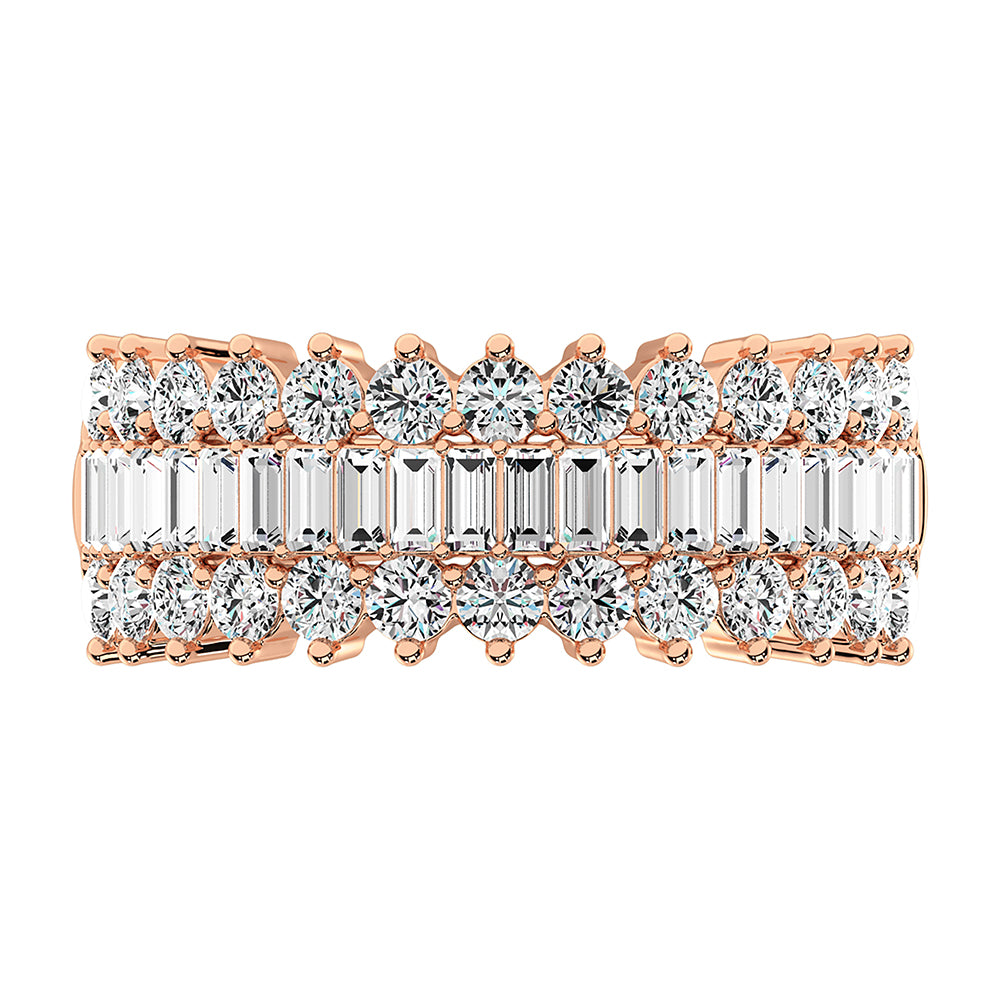 14K Rose Gold 1 1/2 Ct.Tw. Diamond Round and Baguette Set Fashion Band