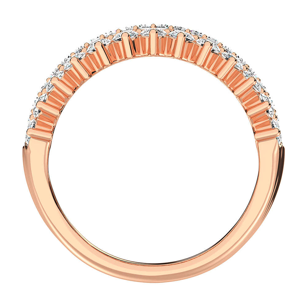 14K Rose Gold 1 1/2 Ct.Tw. Diamond Round and Baguette Set Fashion Band