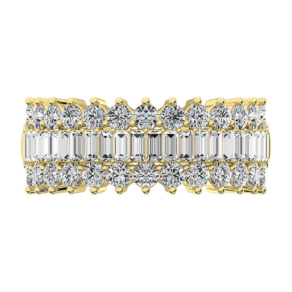 14K Yellow Gold 1 1/2 Ct.Tw. Diamond Round and Baguette Set Fashion Band