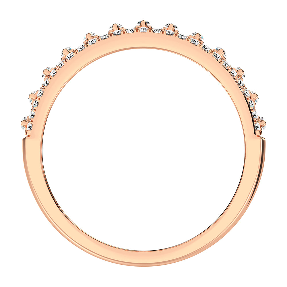 14K Rose Gold 1/3 Ct.Tw. Diamond Round and Baguette Set Fashion Band