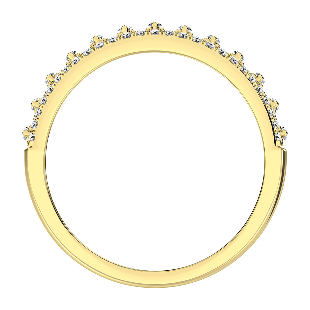 14K Yellow Gold 1/3 Ct.Tw. Diamond Round and Baguette Set Fashion Band