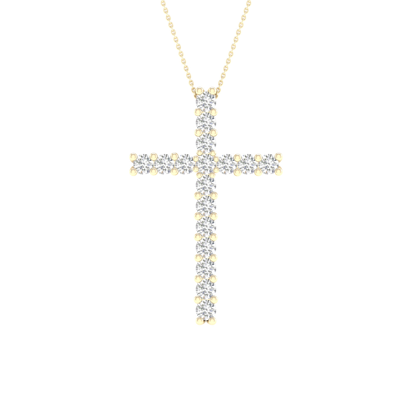 14K Yellow Gold 0.50Ct Certified Lab Grown Diamond Cross Pendant ( Igi Certified )