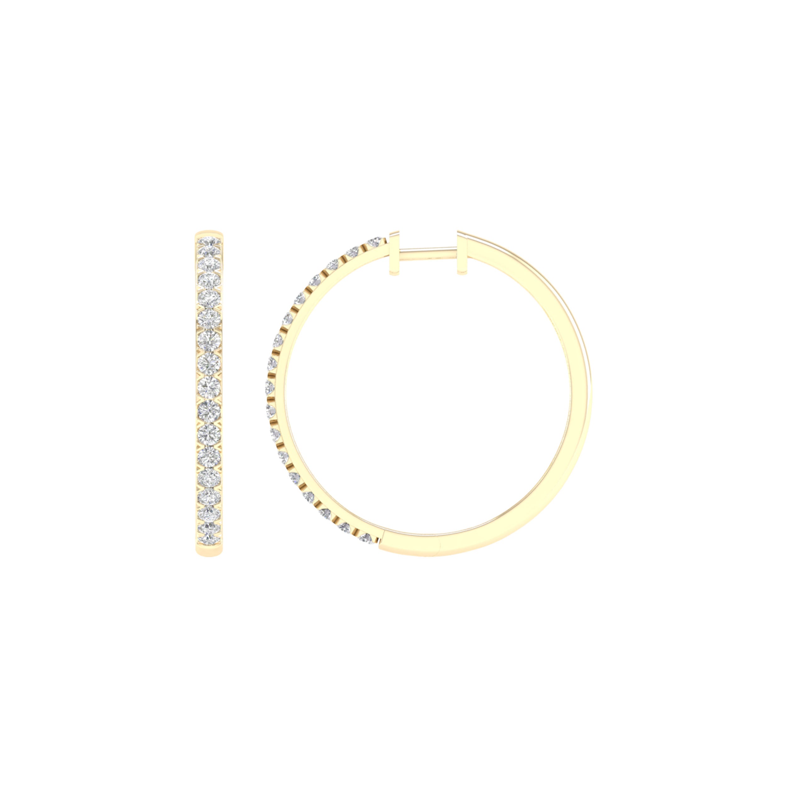 14K Yellow Gold 2.00Ct Certified Lab Grown Diamond Hoop Earrings ( Igi Certified )