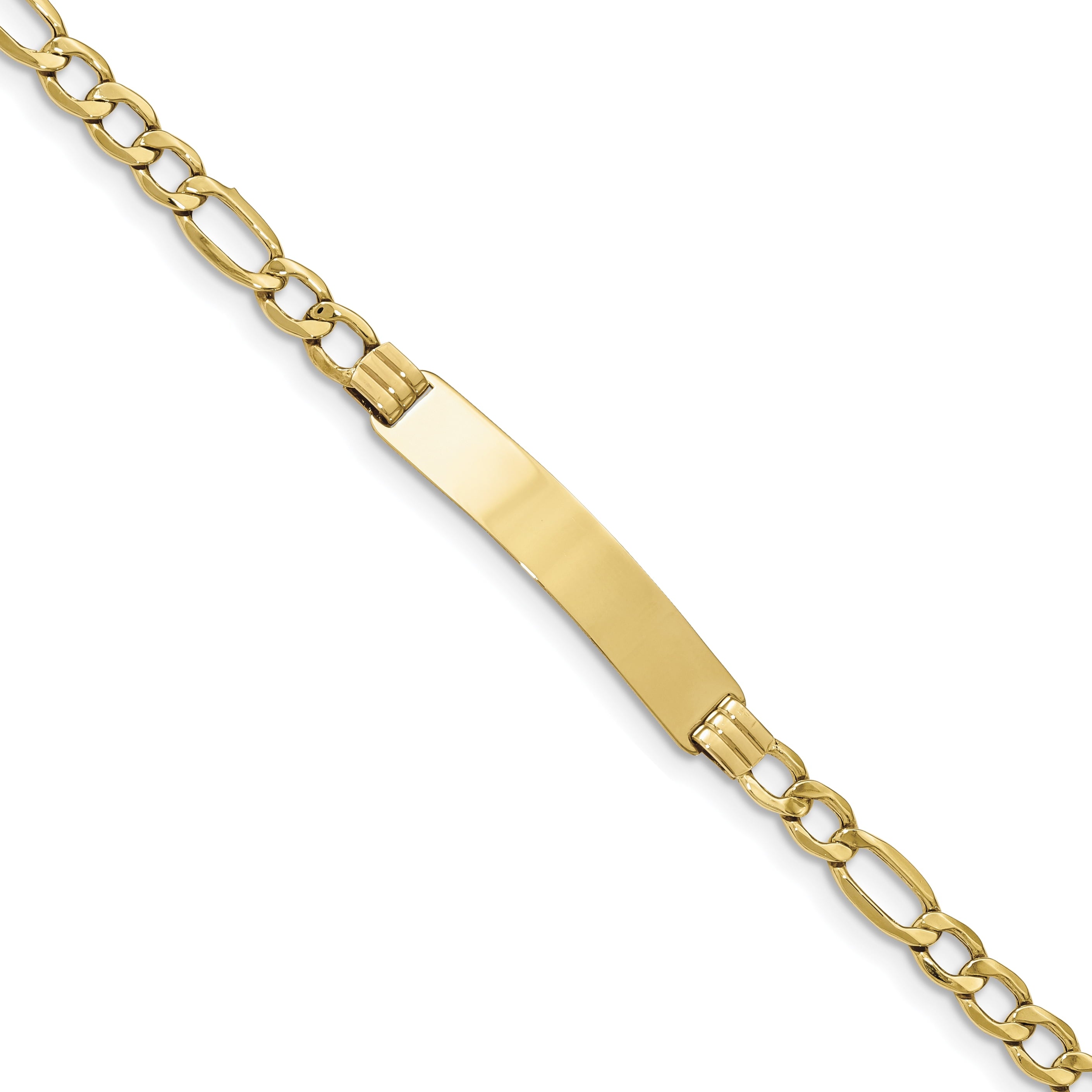 14K Polished Semi-Solid Figaro Id Bracelet