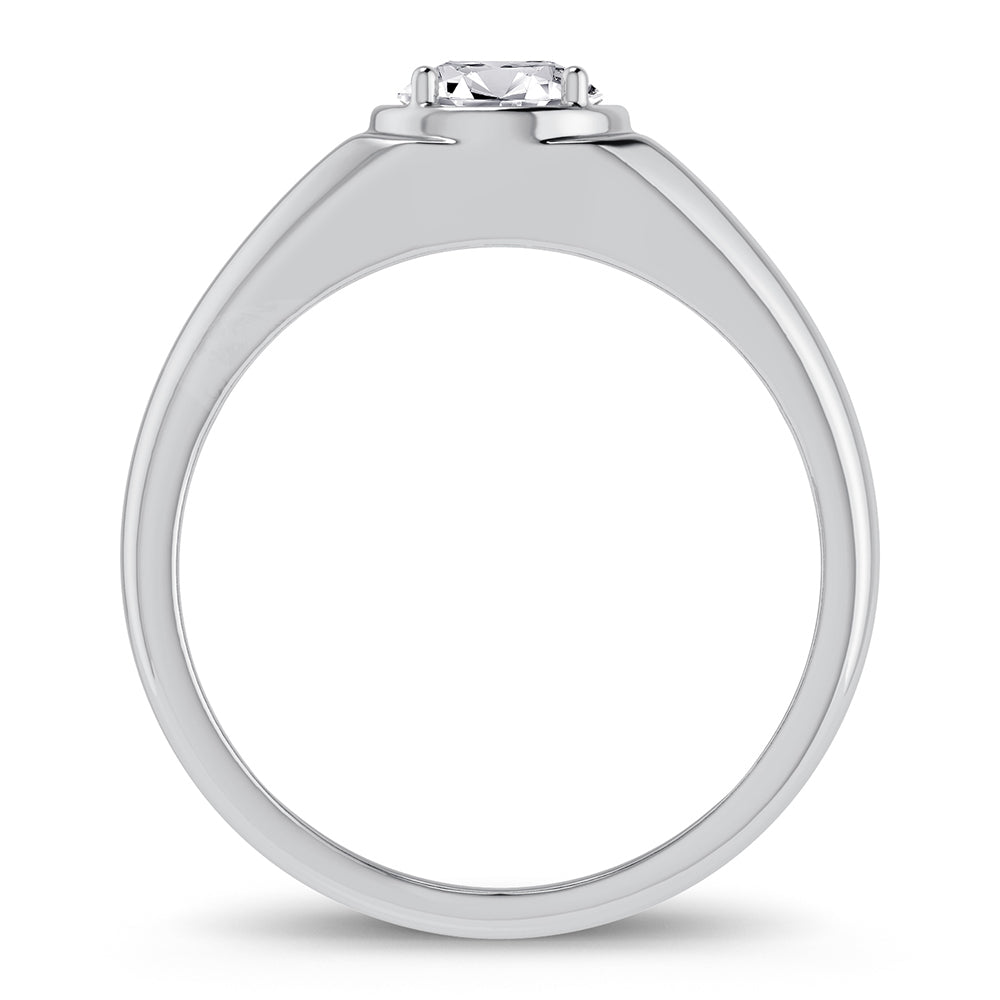 14K White Gold 1.00Ct Lab Grown Diamond Mens Ring