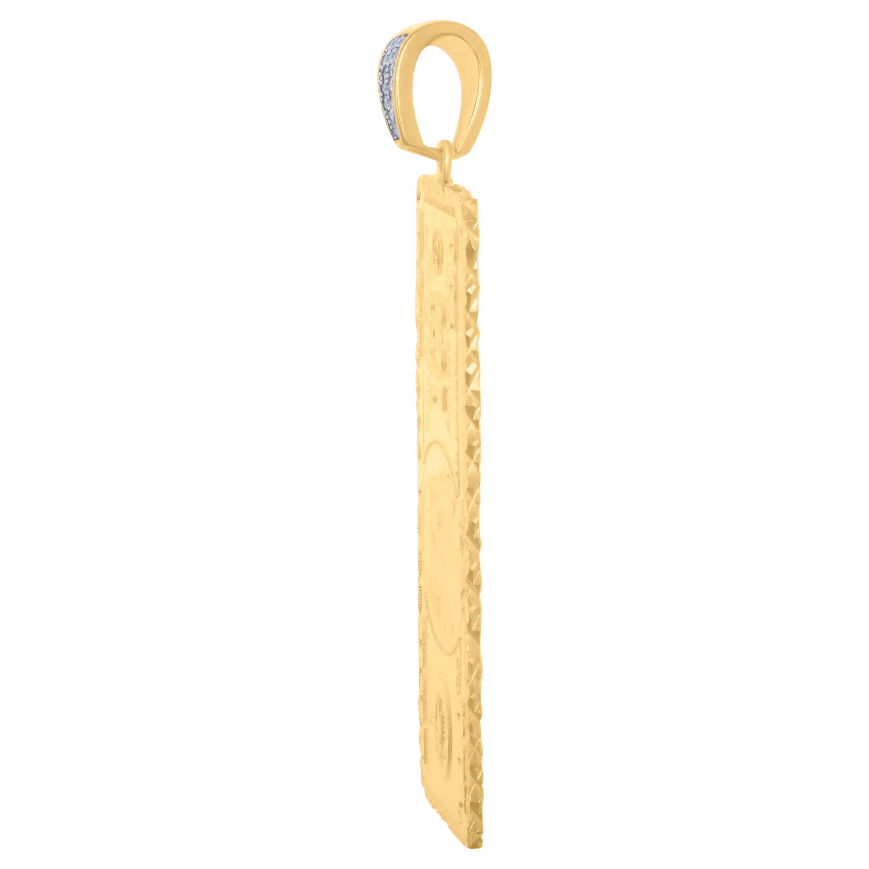 925 Sterling Silver Yellow-tone Mens Cubic-Zirconia 100 Dollar Bill Currency Fashion Charm Pendant