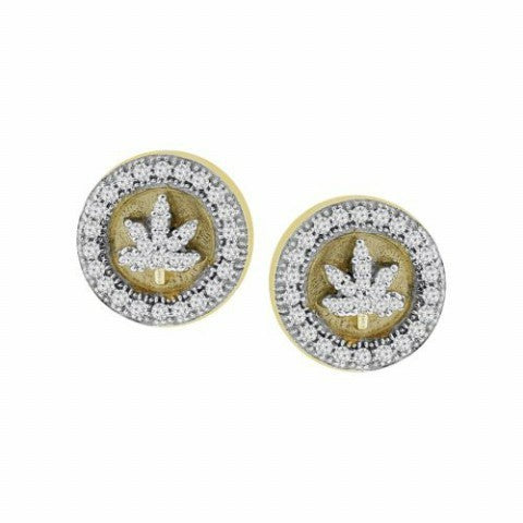 10K Yellowspl Price: 0.20Ct D-Earrings Leaf