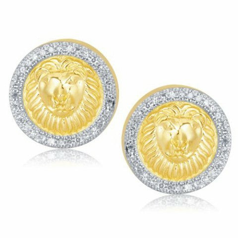 10K Yellowspl Price: 0.20Ct D-Earrings Lion Head