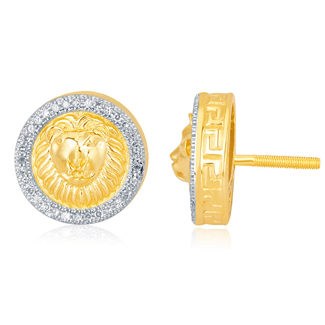 10K Yellowspl Price: 0.20Ct D-Earrings Lion Head