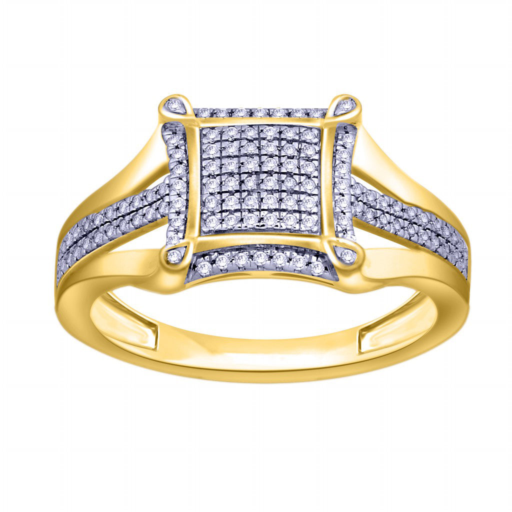 10K Yellow 0.22-0.25Ct D-Ladies Micropave Rings